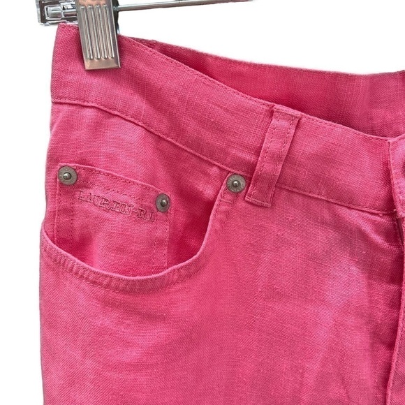 Ralph Lauren Jeans Pink Linen Pants Trousers Womens US 4 Excellent Balletcore - Picture 4 of 8
